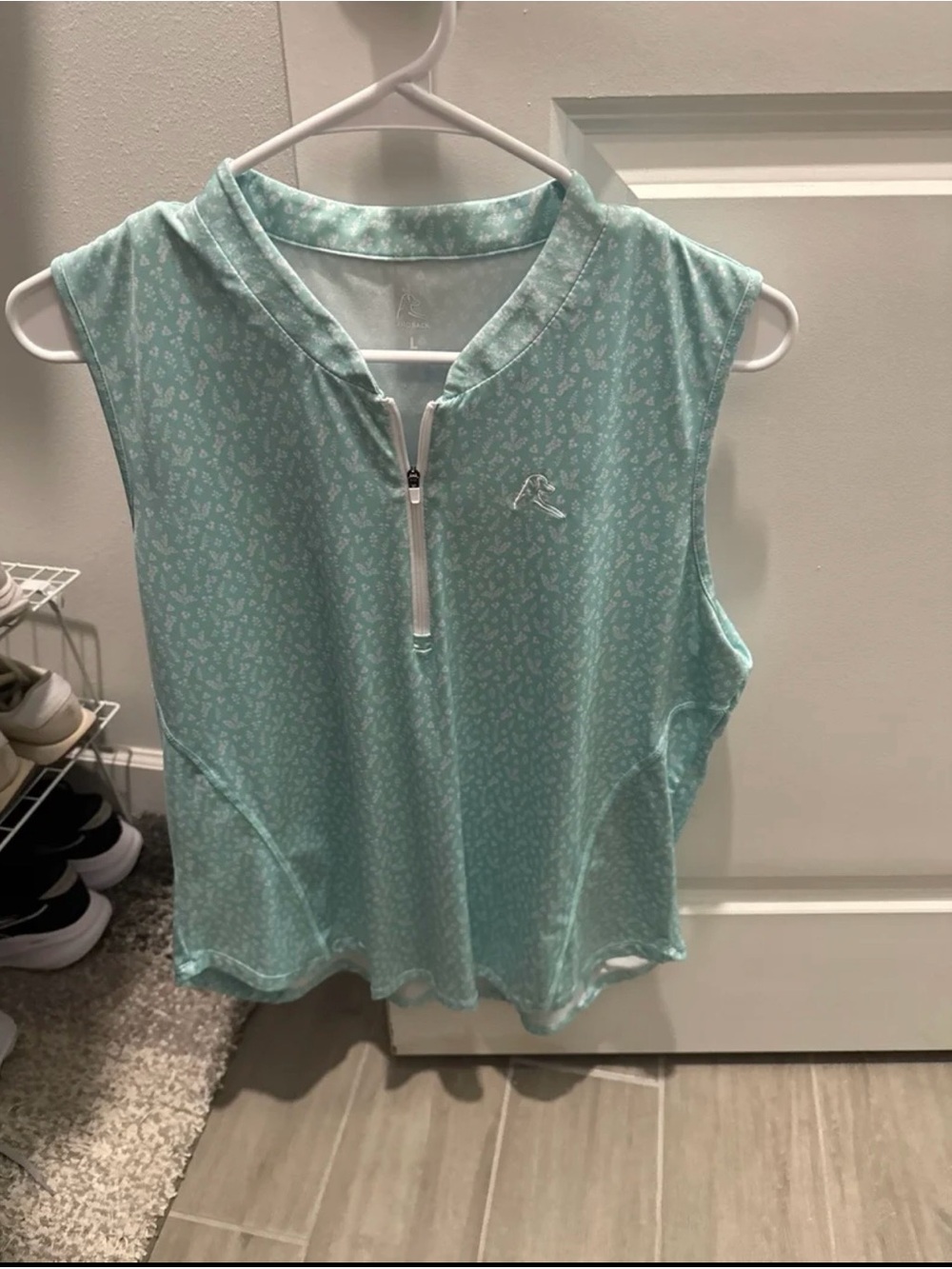 Rhoback Seafoam Sleeveless Zip Athletic Tank
